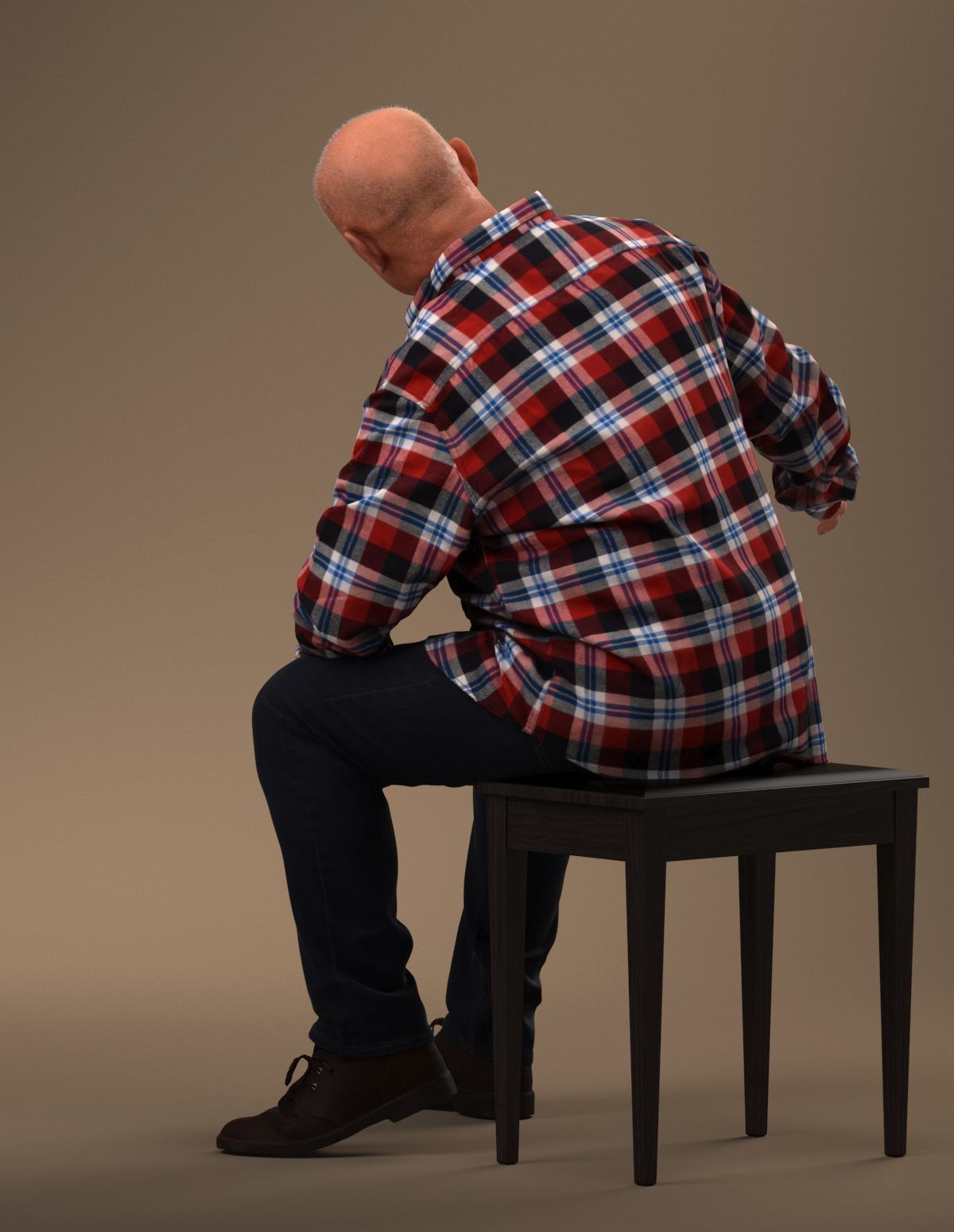 Pre posed European senior man 3D model in casual attire 3D model_7