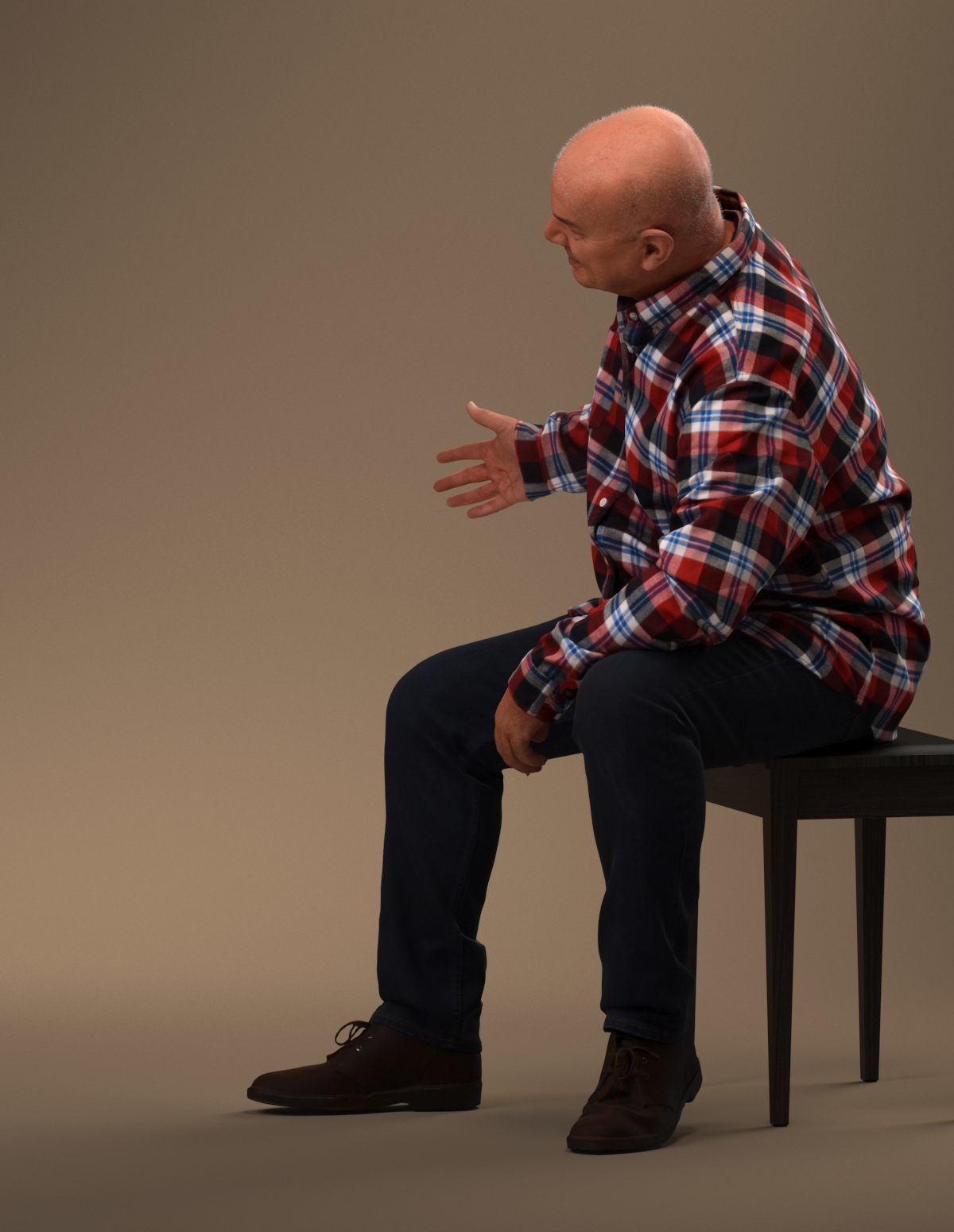 Pre posed European senior man 3D model in casual attire 3D model_9