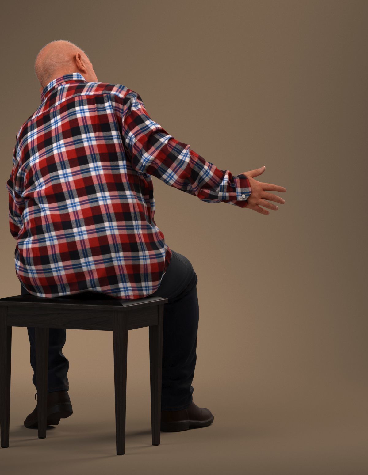 Pre posed European senior man 3D model in casual attire 3D model_5