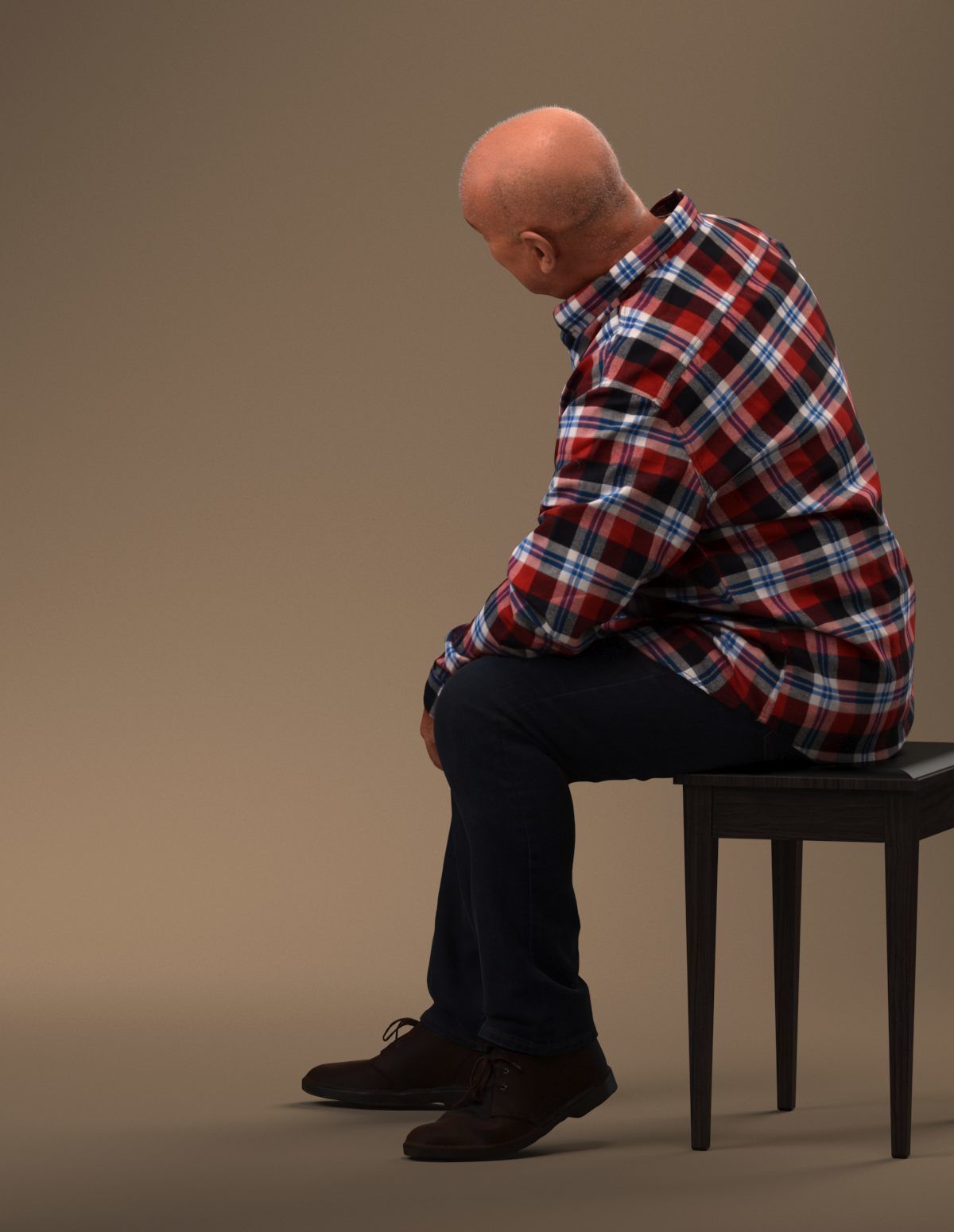 Pre posed European senior man 3D model in casual attire 3D model_8