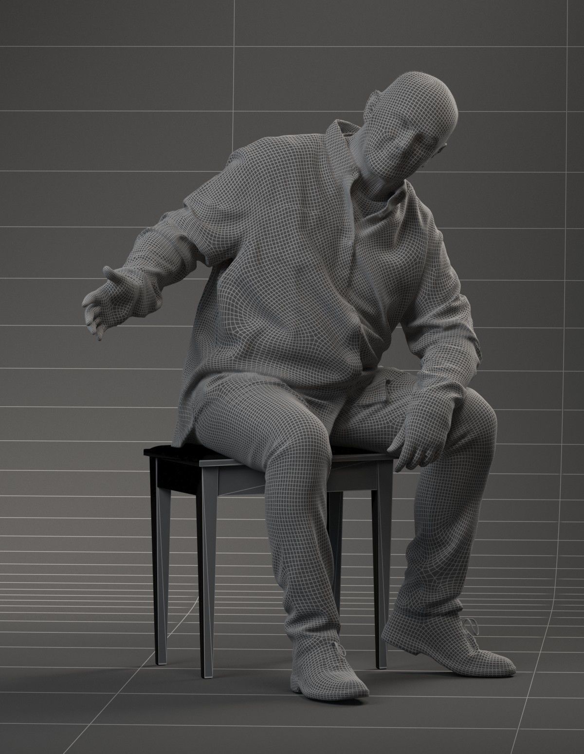 Pre posed European senior man 3D model in casual attire 3D model_2