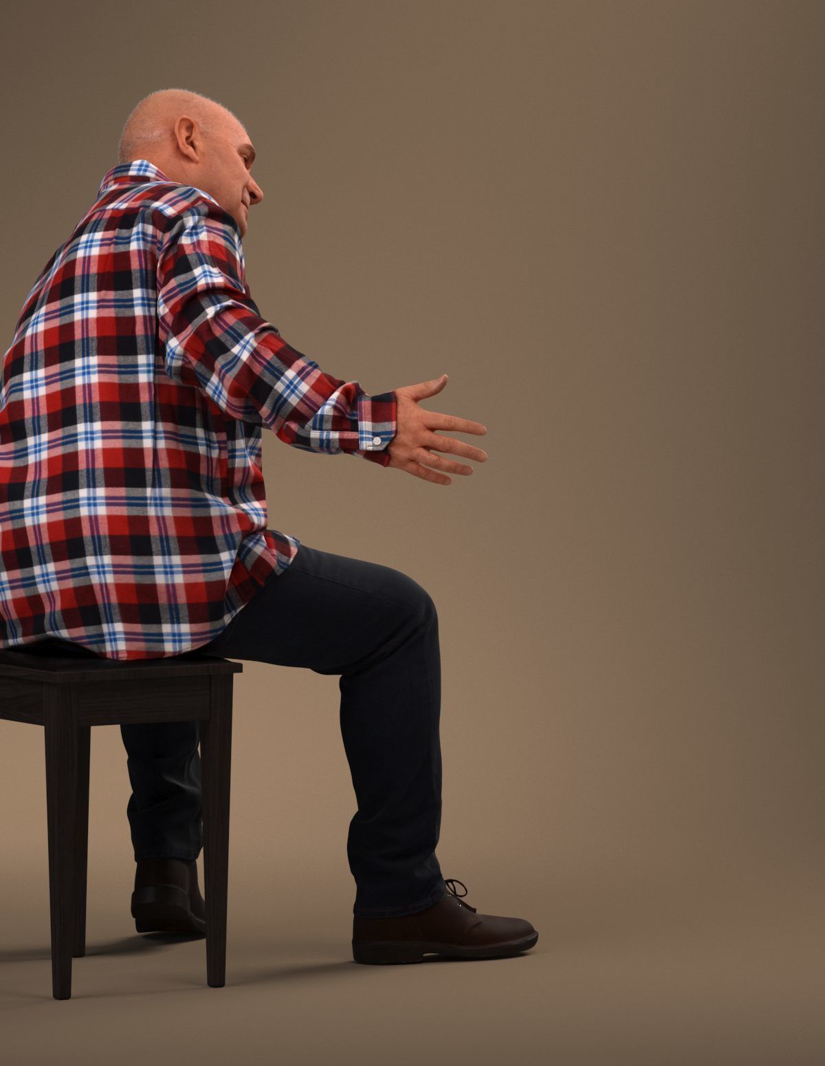 Pre posed European senior man 3D model in casual attire 3D model_4