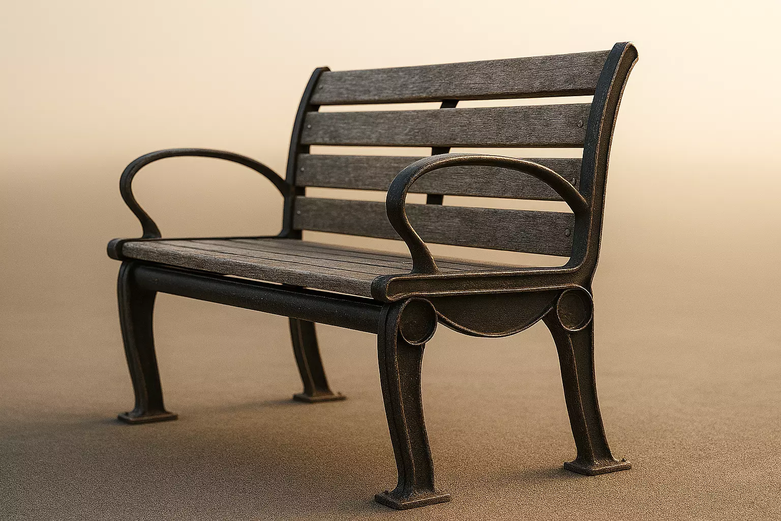 Modern Park Bench Low-poly 3D model_1