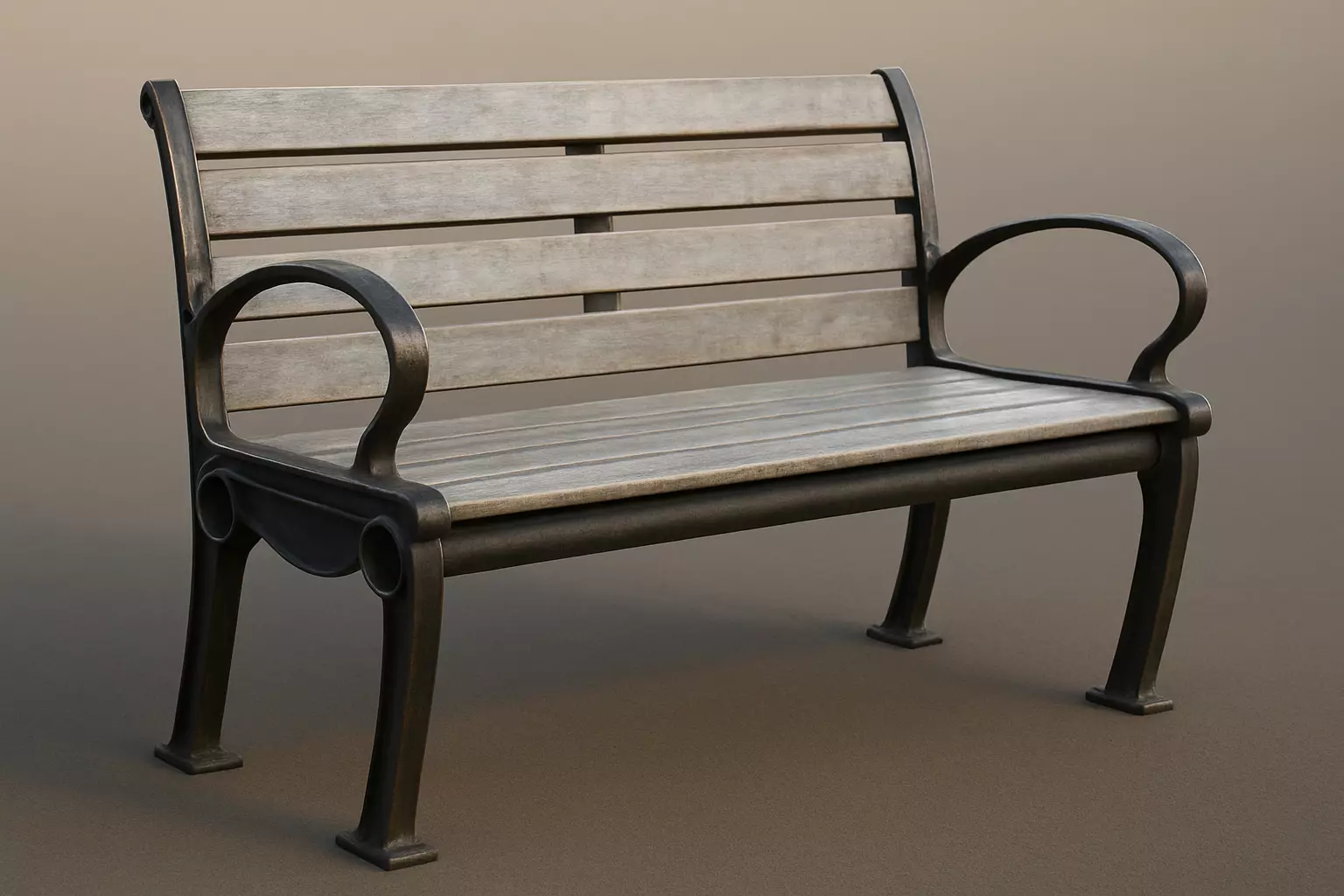 Modern Park Bench Low-poly 3D model_0