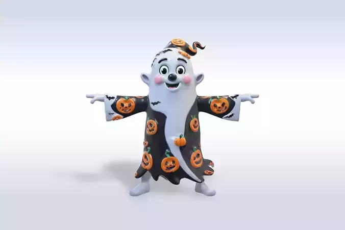 Cheerful Ghost Character Halloween