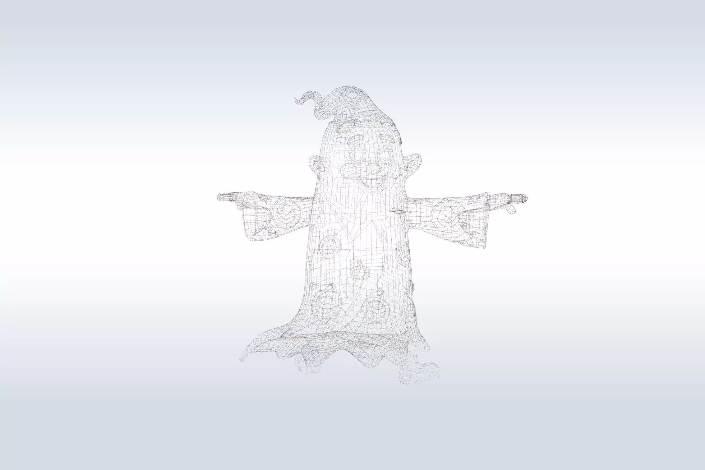 Cheerful Ghost Character Halloween Low-poly 3D model_9