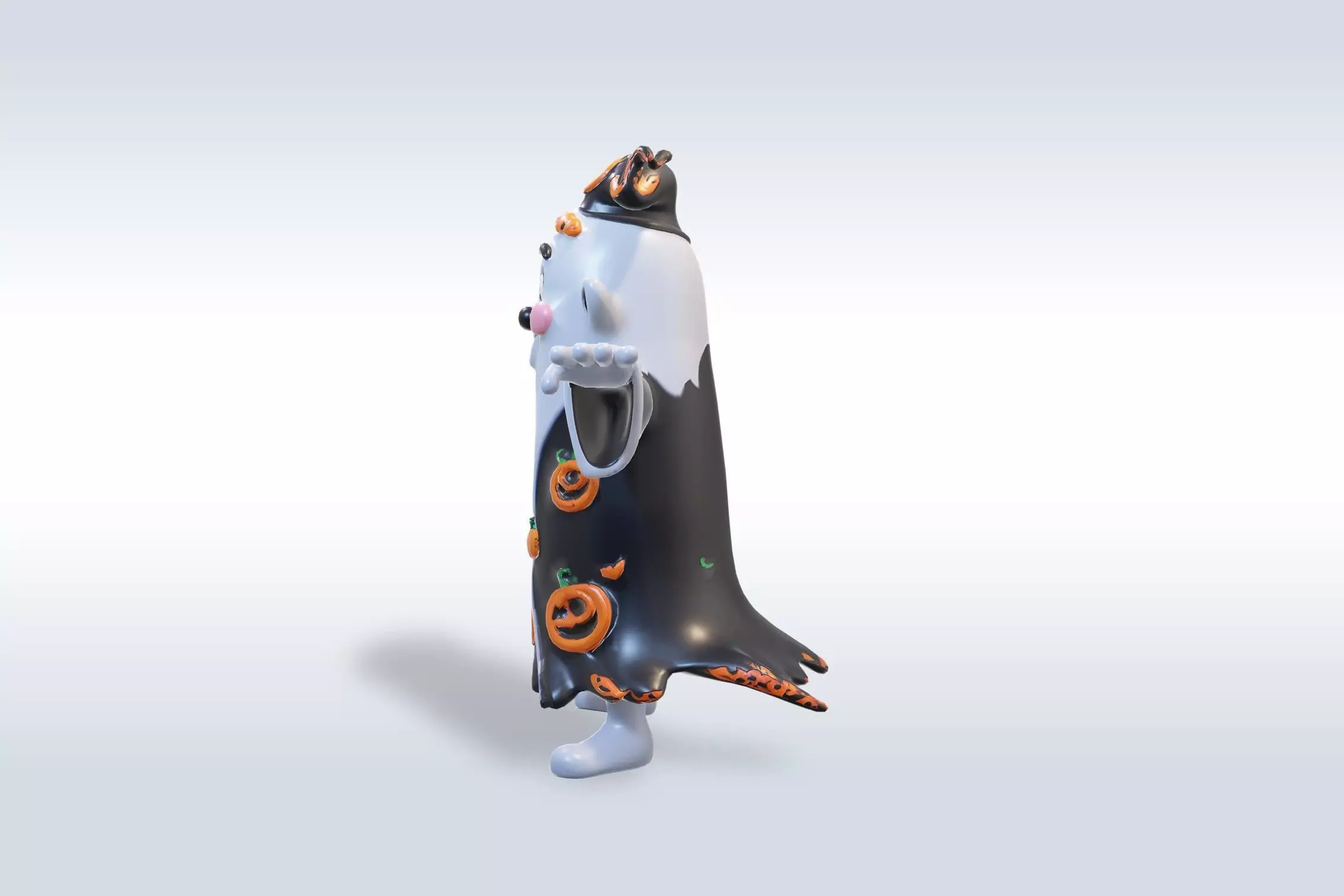 Cheerful Ghost Character Halloween Low-poly 3D model_4