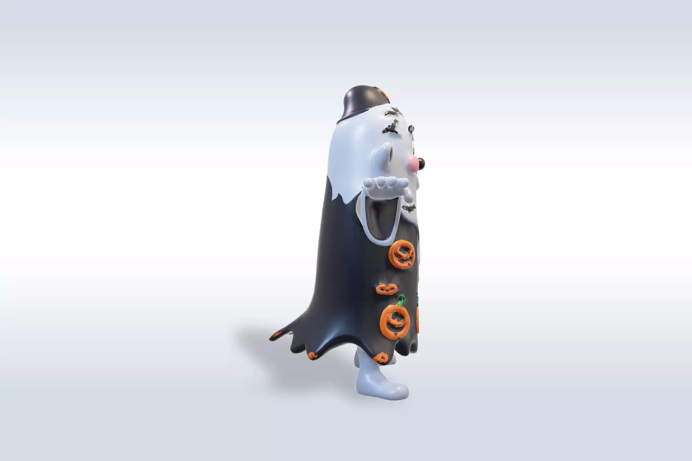 Cheerful Ghost Character Halloween Low-poly 3D model_2