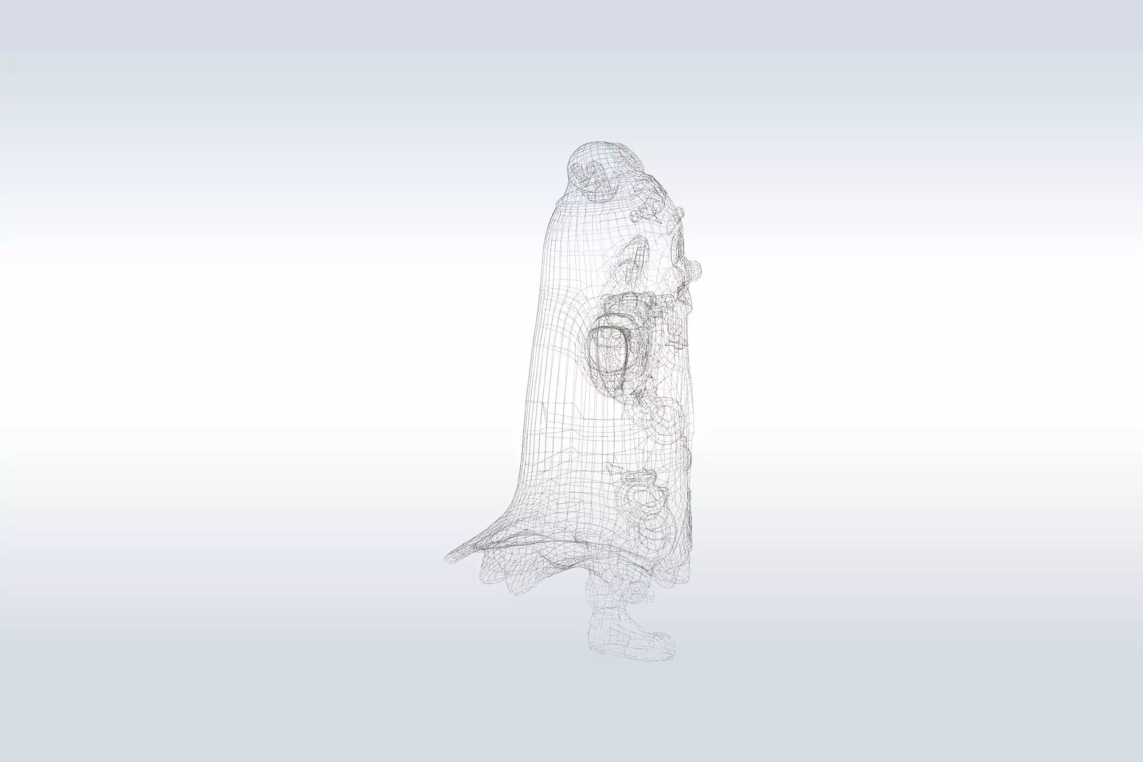 Cheerful Ghost Character Halloween Low-poly 3D model_3