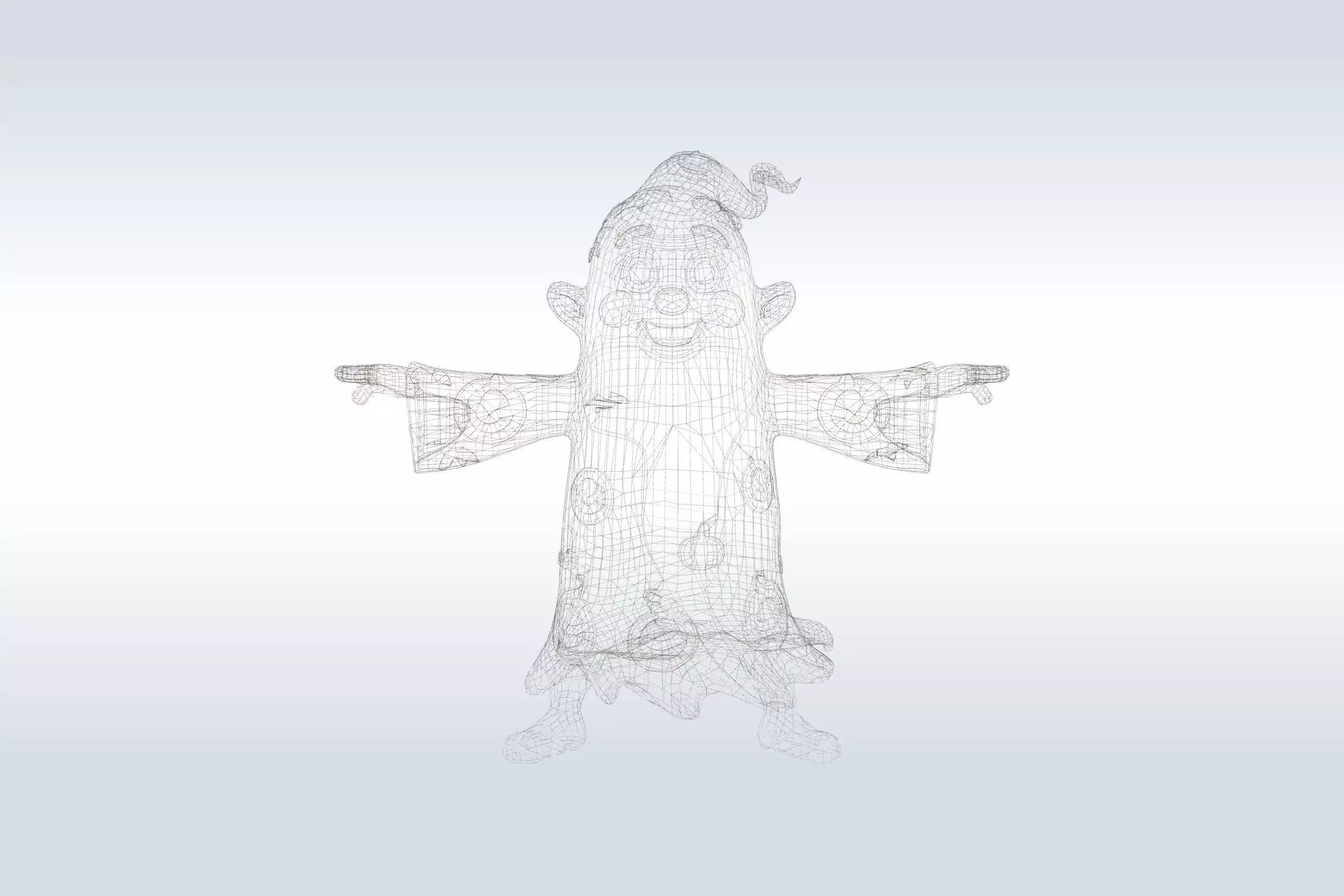 Cheerful Ghost Character Halloween Low-poly 3D model_1