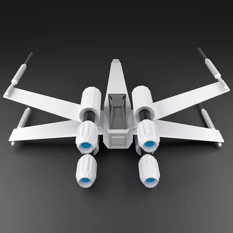 Lowpoly xwinger spaceship Low-poly 3D model_6