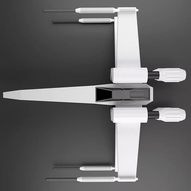 Lowpoly xwinger spaceship Low-poly 3D model_5