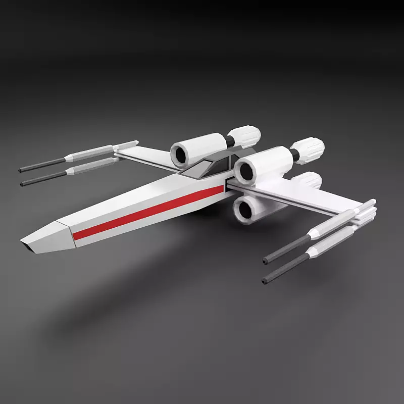 Lowpoly xwinger spaceship Low-poly 3D model_1