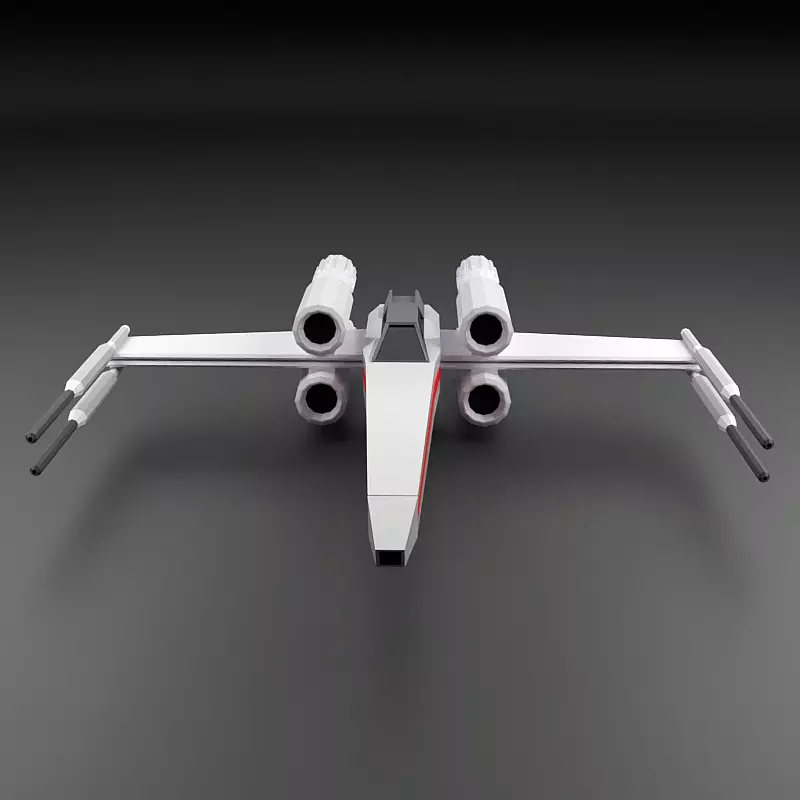 Lowpoly xwinger spaceship Low-poly 3D model_3