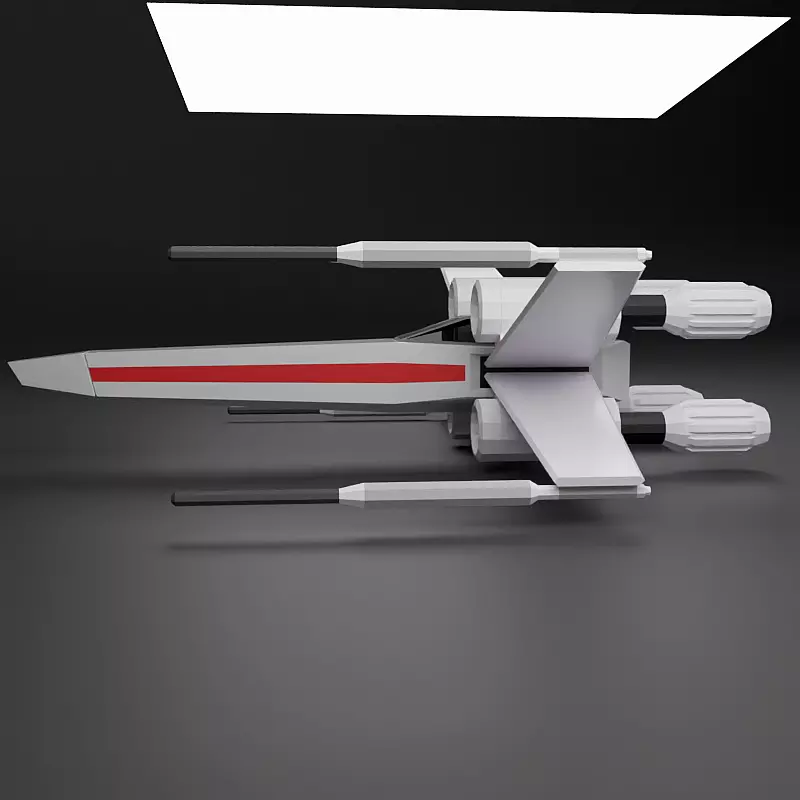 Lowpoly xwinger spaceship Low-poly 3D model_4