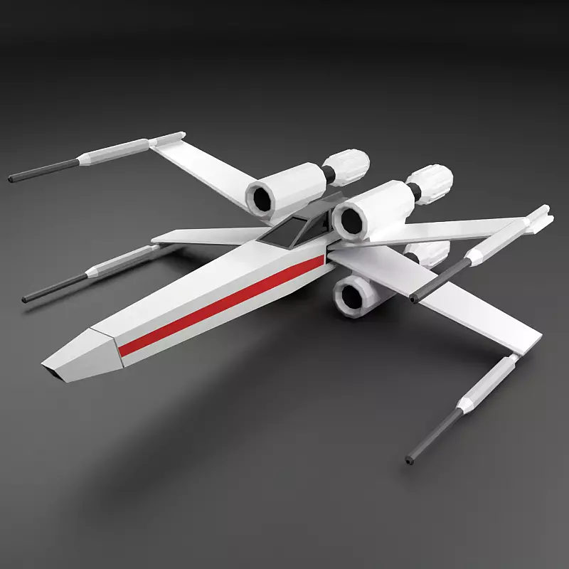 Lowpoly xwinger spaceship Low-poly 3D model_0