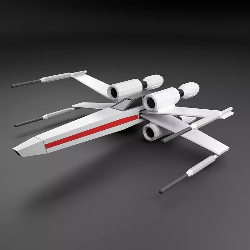 Lowpoly xwinger spaceship Low-poly 3D model_2