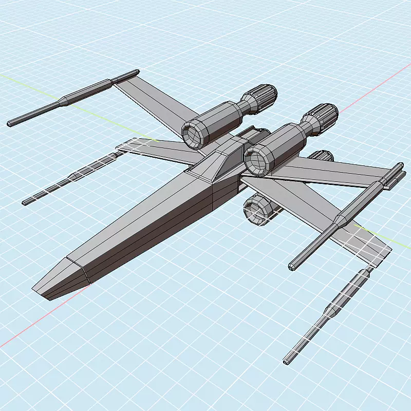 Lowpoly xwinger spaceship Low-poly 3D model_8