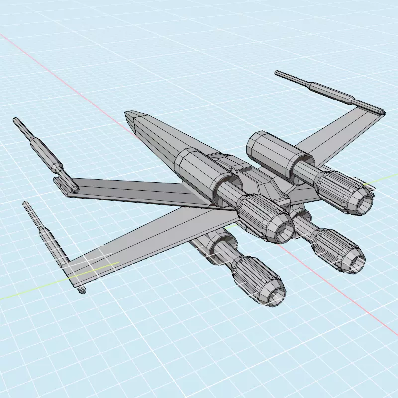 Lowpoly xwinger spaceship Low-poly 3D model_9