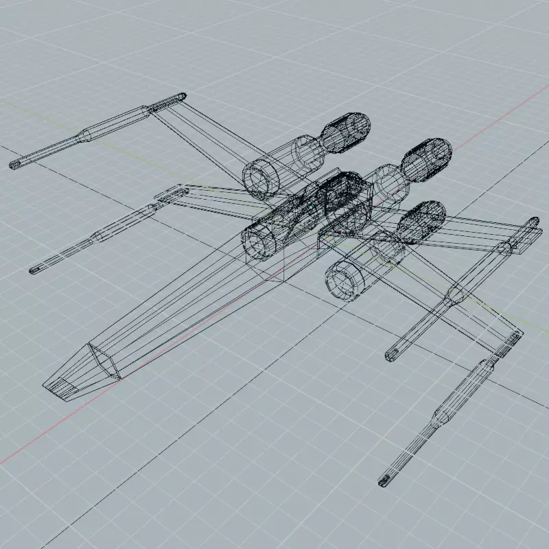 Lowpoly xwinger spaceship Low-poly 3D model_7