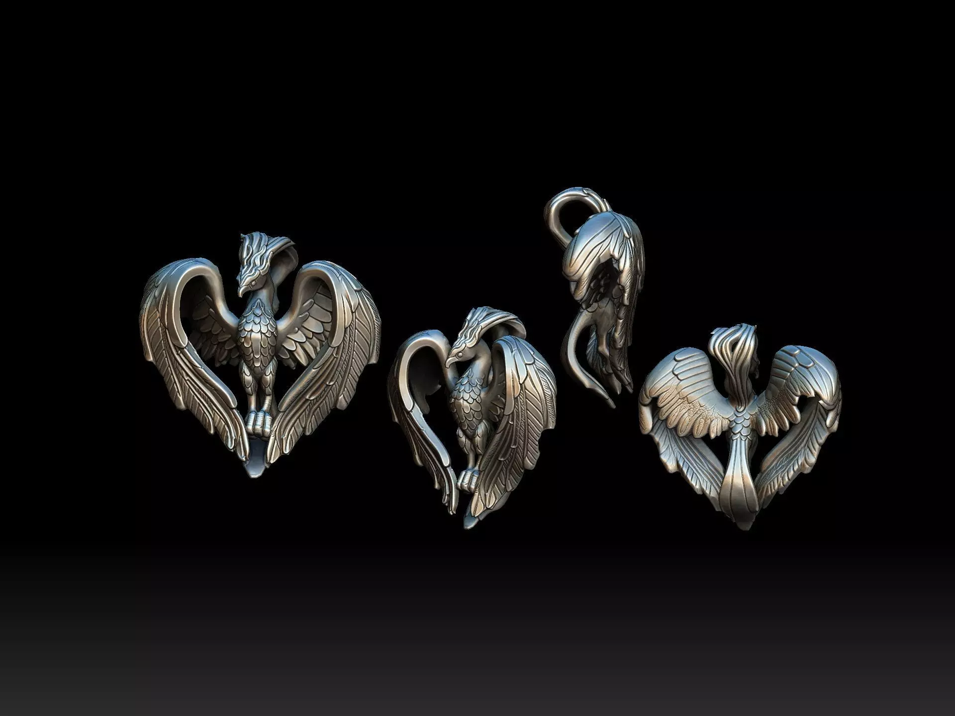 Phoenix Pendant - Mythical Bird Pendant 3D print model_3