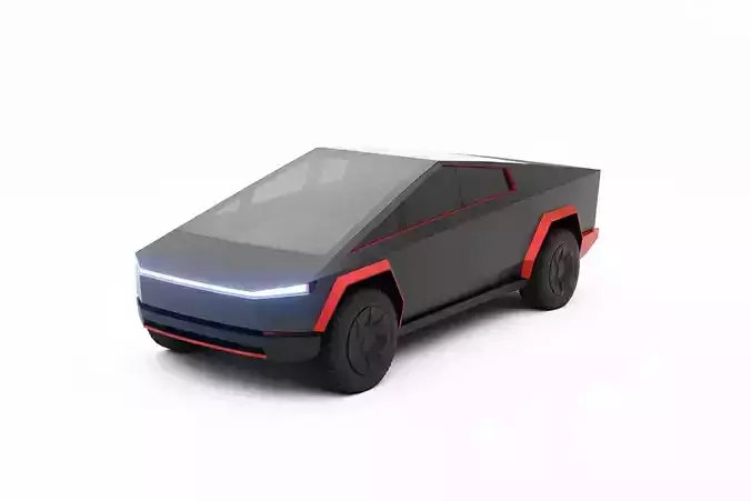 Futuristic Electric Pickup Low-poly 3D model 6