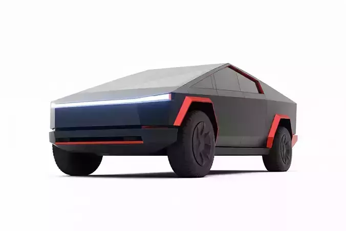 Futuristic Electric Pickup Low-poly 3D model 3