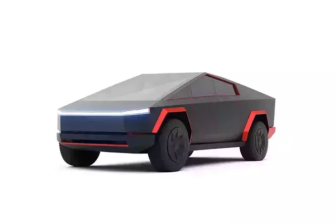 Futuristic Electric Pickup Low-poly 3D model 2