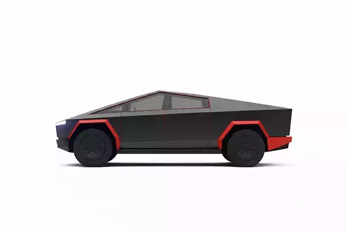 Futuristic Electric Pickup Low-poly 3D model 5