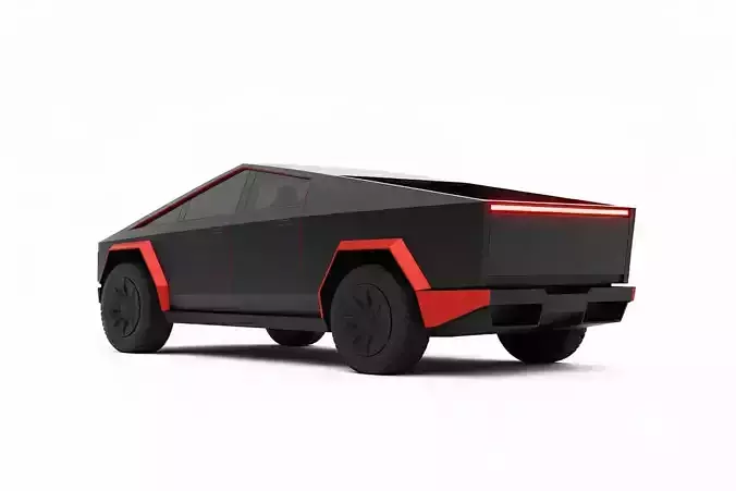 Futuristic Electric Pickup Low-poly 3D model 7