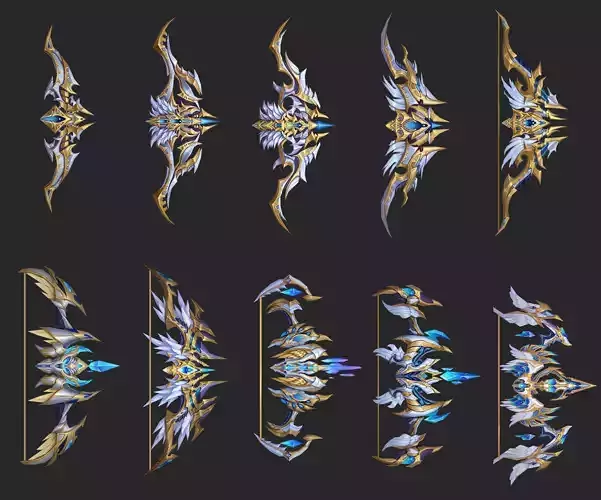 Light Divine Bows of The Archangel Low-poly 3D model