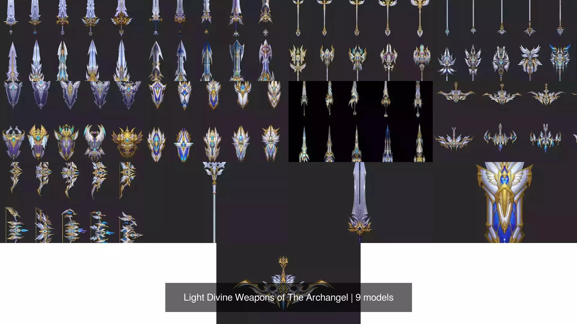 Light Divine Weapons of The Archangel 3D Model Collection_1