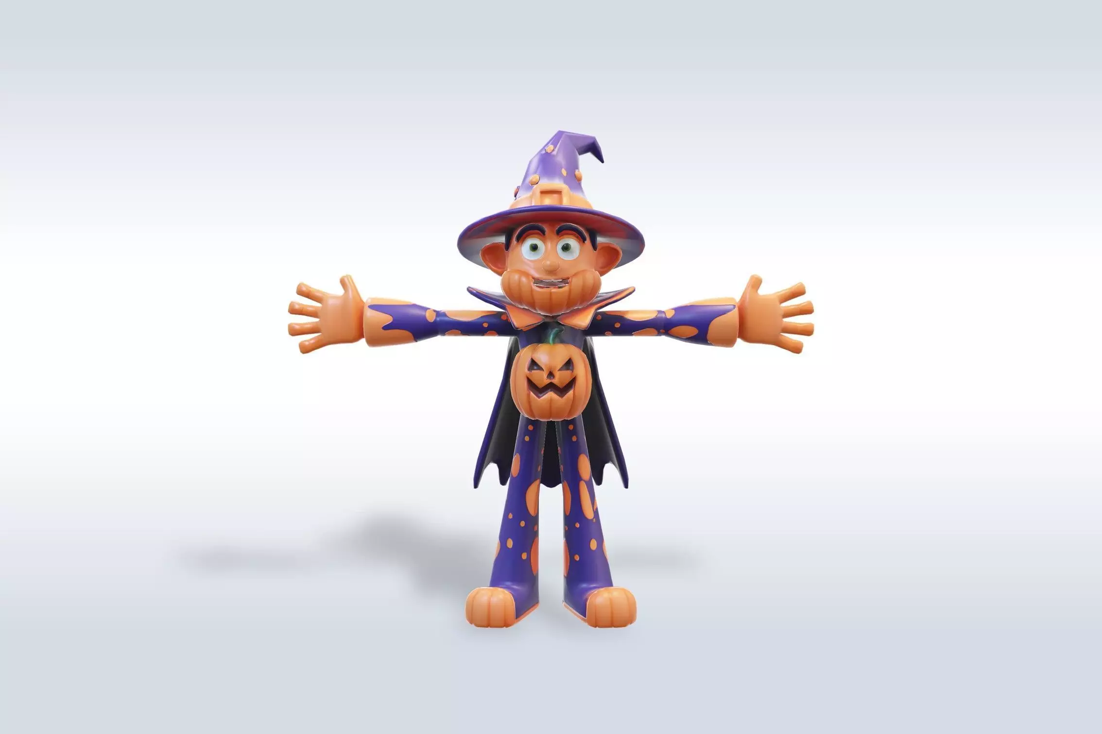 Scarecrow Pumpkin 3D Character Low-poly 3D model_0