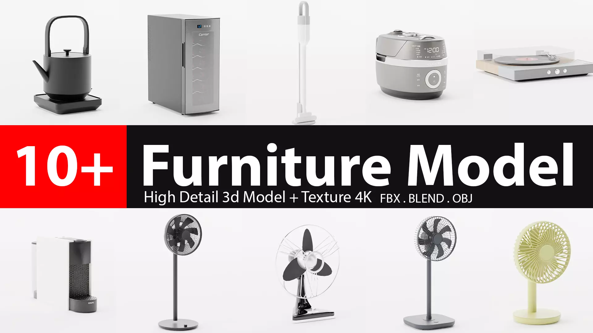 Interior Furniture Set vol 21 Free low-poly 3D model_0