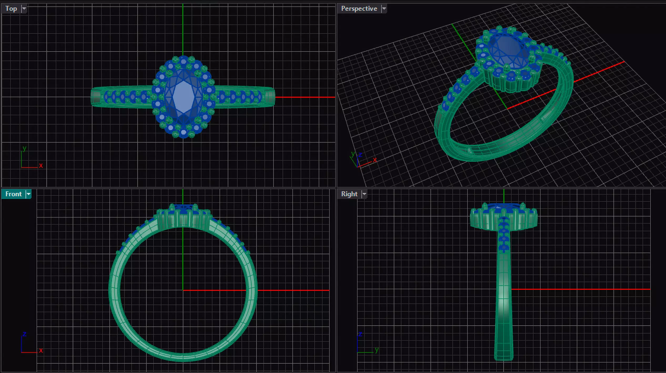 3D Printed Solitaire Ring in 18kt Gold with Emerald and Diamond 3D print model_4