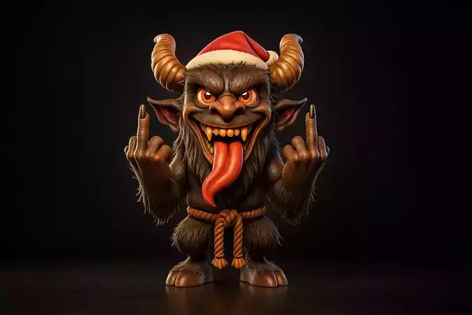 Krampus Christmas Middle Finger Figurine Naughty Holiday Demon 