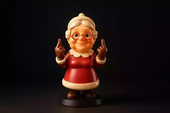 Cheeky Mrs  Claus Middle Finger Figurine Funny Holiday Statue