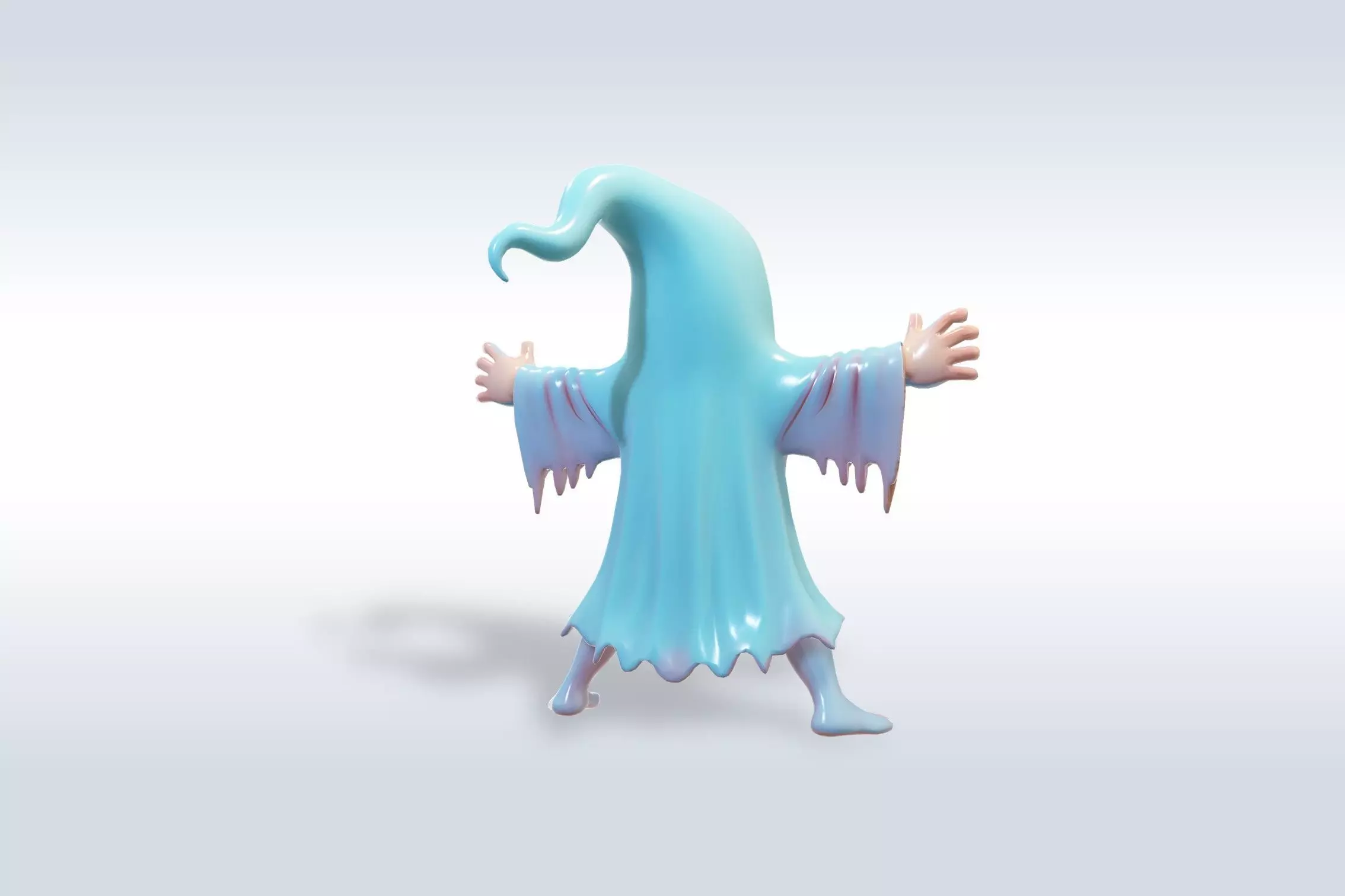 Cheerful Ghost Character Halloween Low-poly 3D model_9