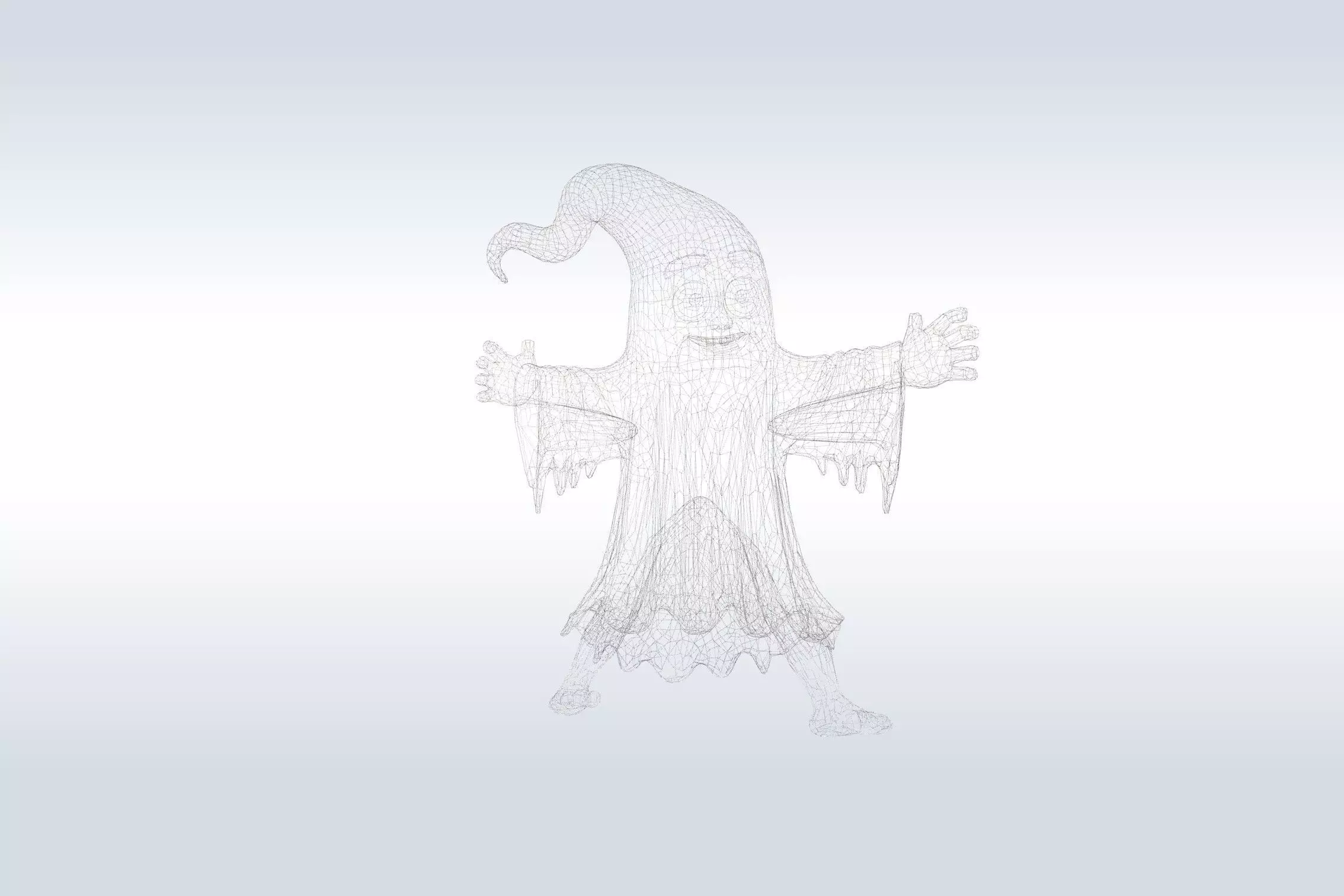 Cheerful Ghost Character Halloween Low-poly 3D model_1