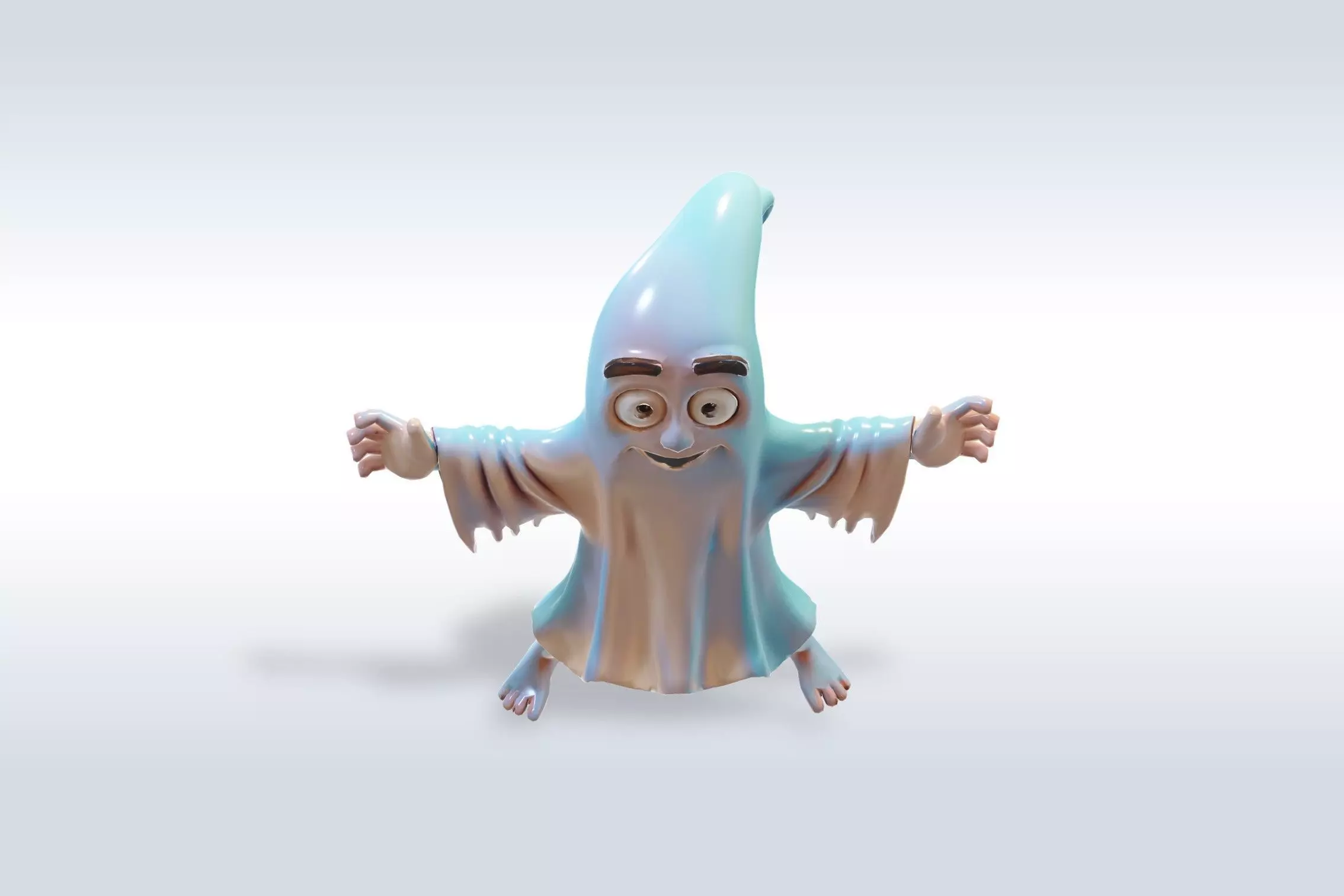 Cheerful Ghost Character Halloween Low-poly 3D model_7