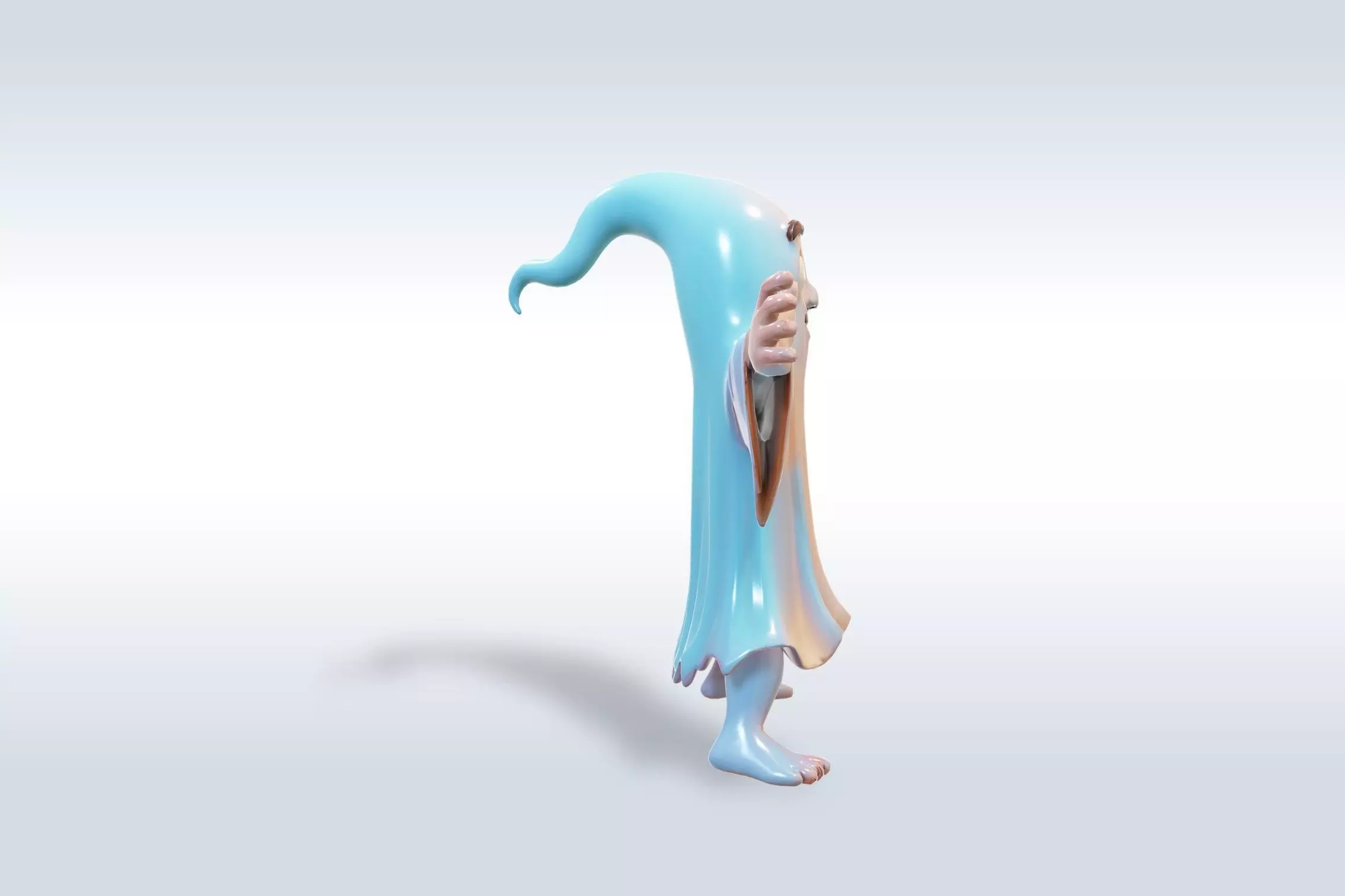 Cheerful Ghost Character Halloween Low-poly 3D model_5