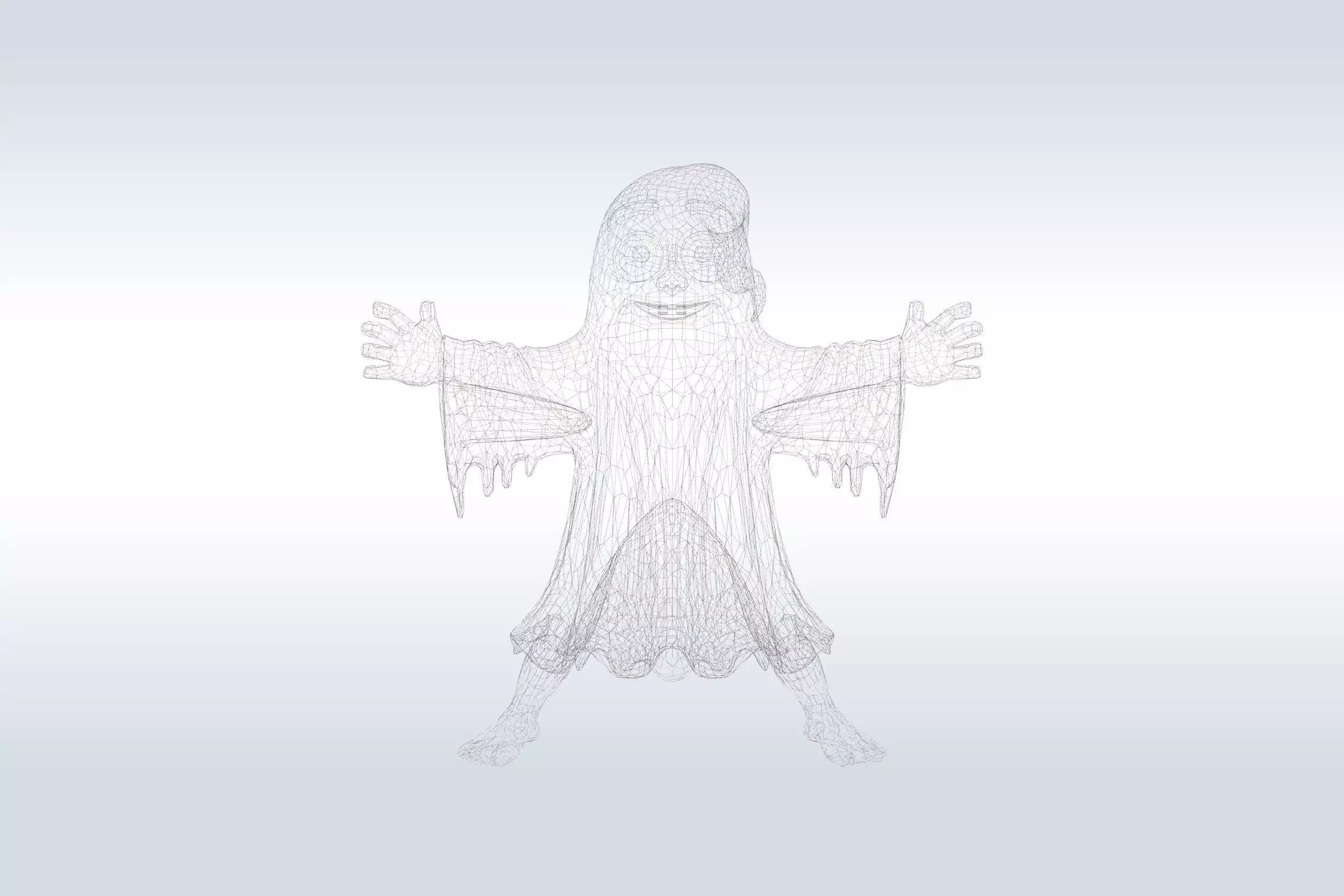 Cheerful Ghost Character Halloween Low-poly 3D model_2