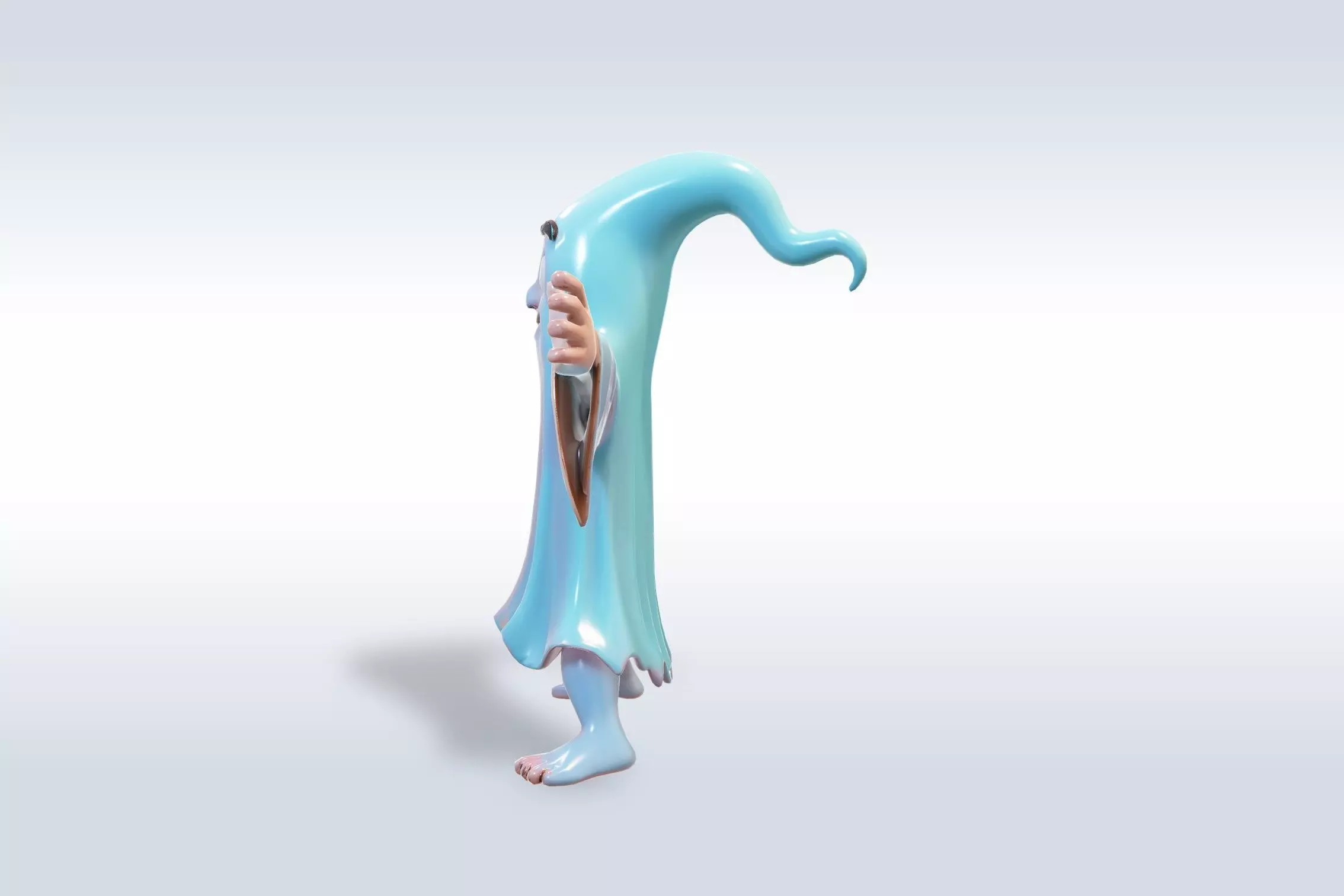 Cheerful Ghost Character Halloween Low-poly 3D model_3