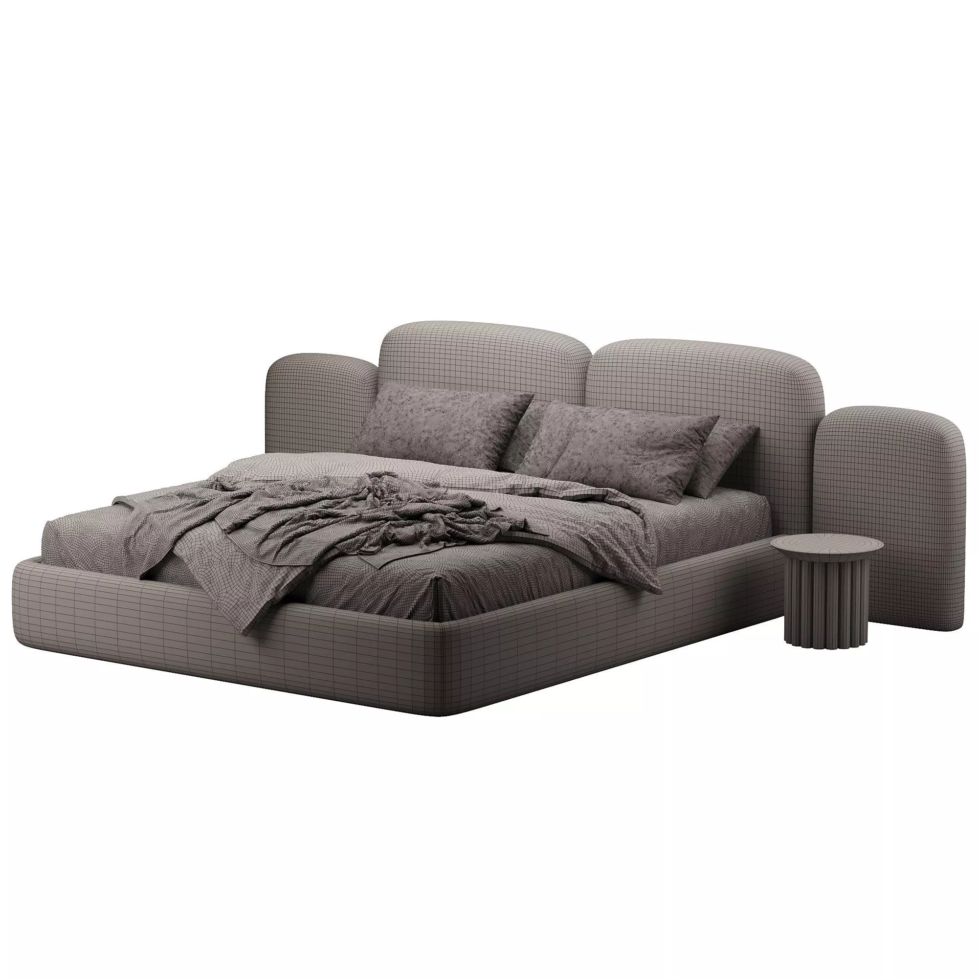 Queen Modern Odasi Takimi Bed by Evmoda Low-poly 3D model_2