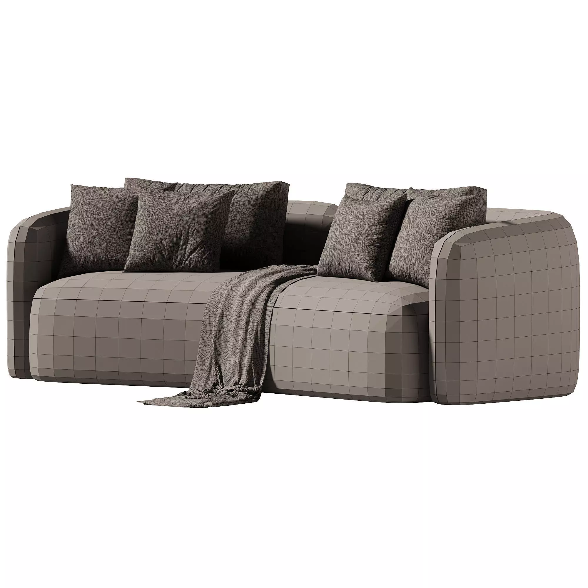 DUEPUNTOZERO Curved fabric sofa with removable cover Low-poly 3D model_2