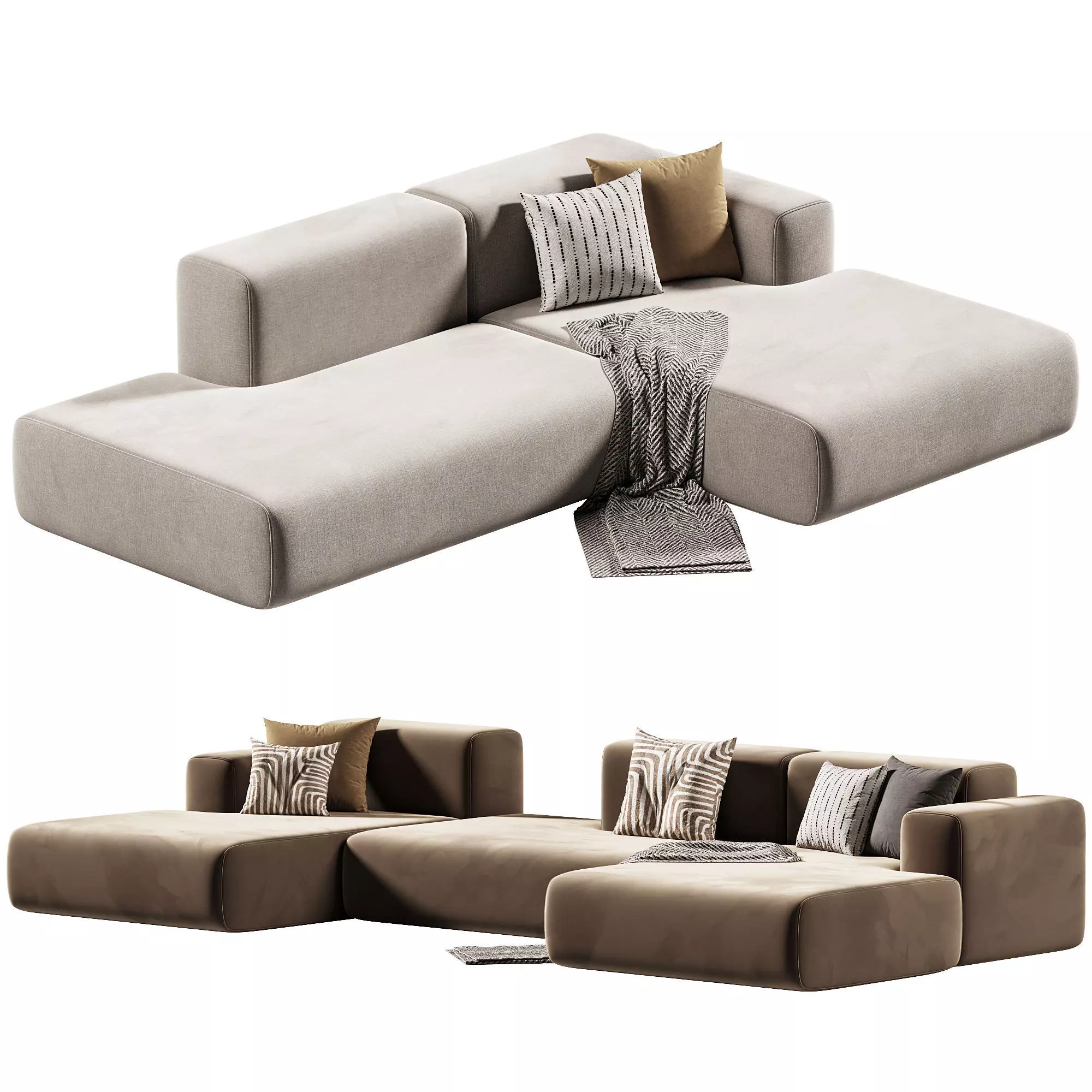Luzaro Reni Sofa Low-poly 3D model_0