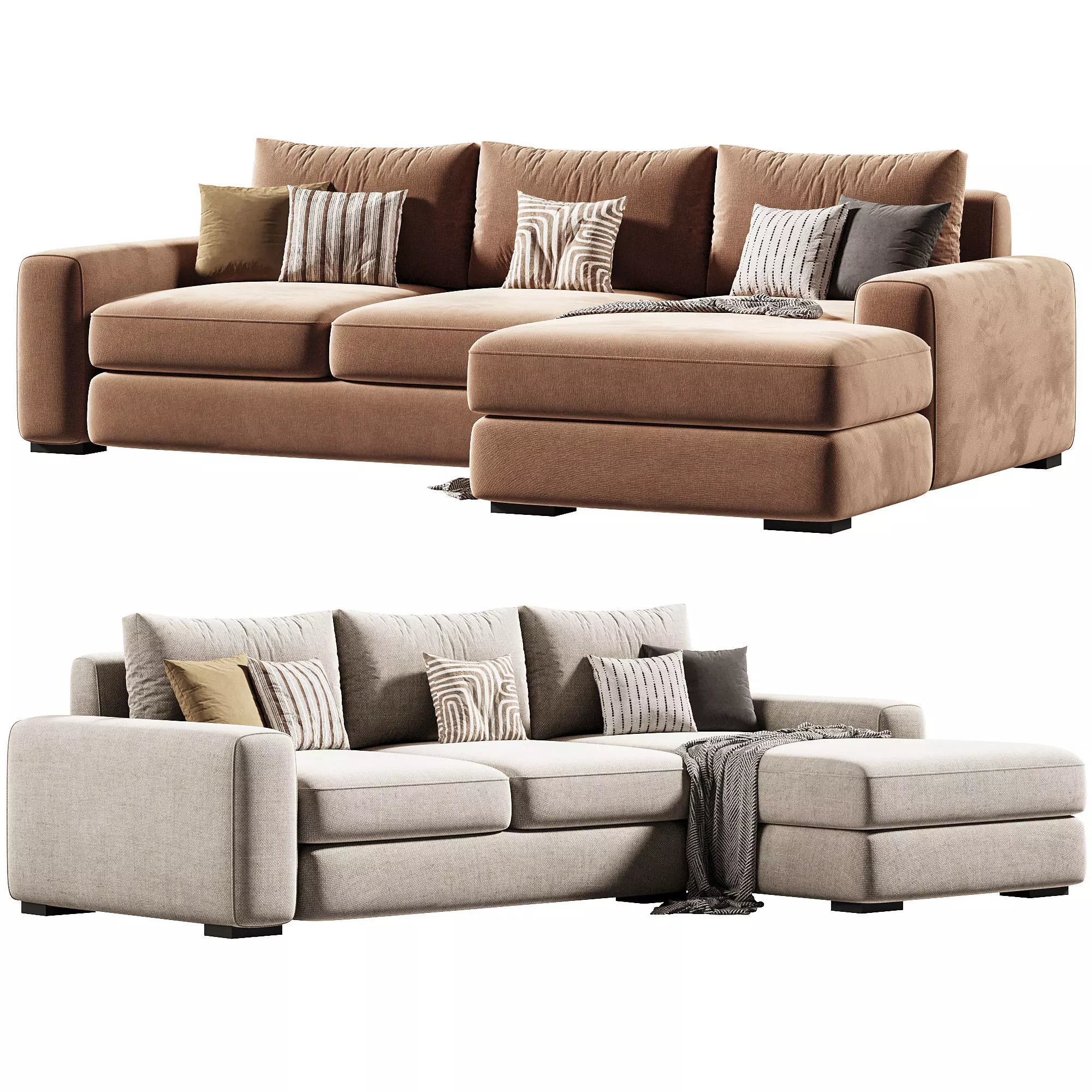 Sherna corner sofa bed Low-poly 3D model_0