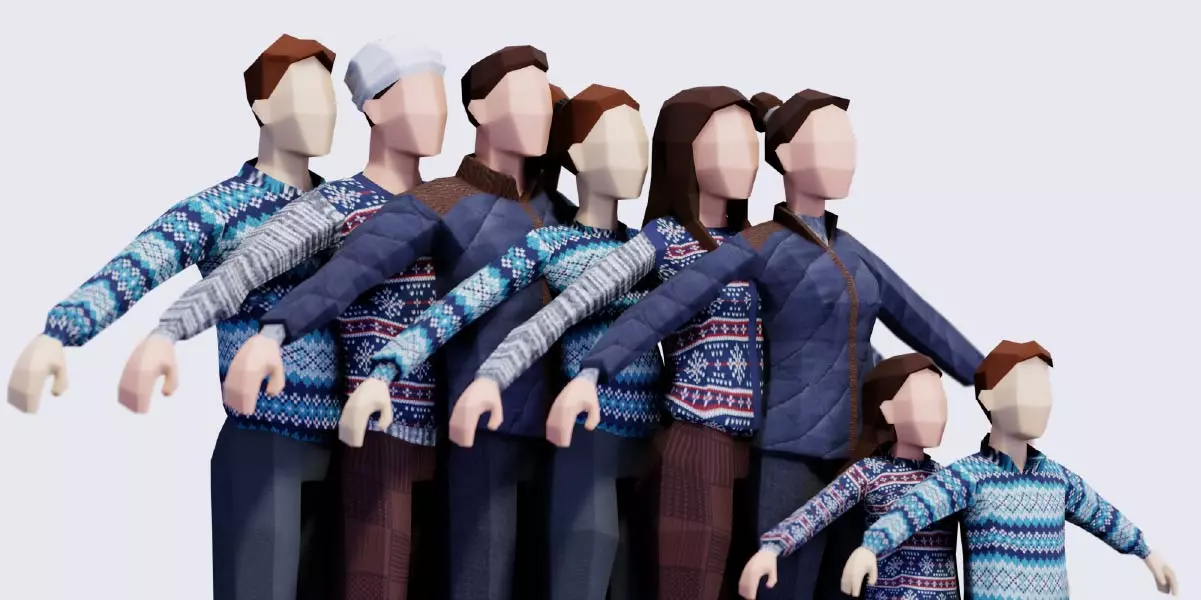 Autumn People Rigged Animated Free low-poly 3D model_0