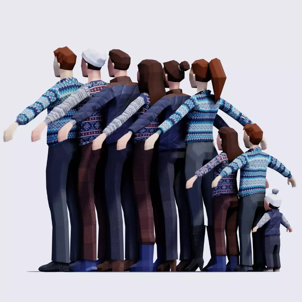 Autumn People Rigged Animated Free low-poly 3D model_3