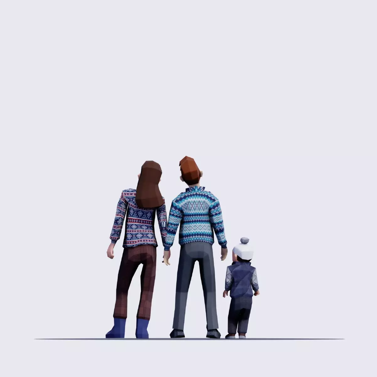 Autumn People Rigged Animated Free low-poly 3D model_1